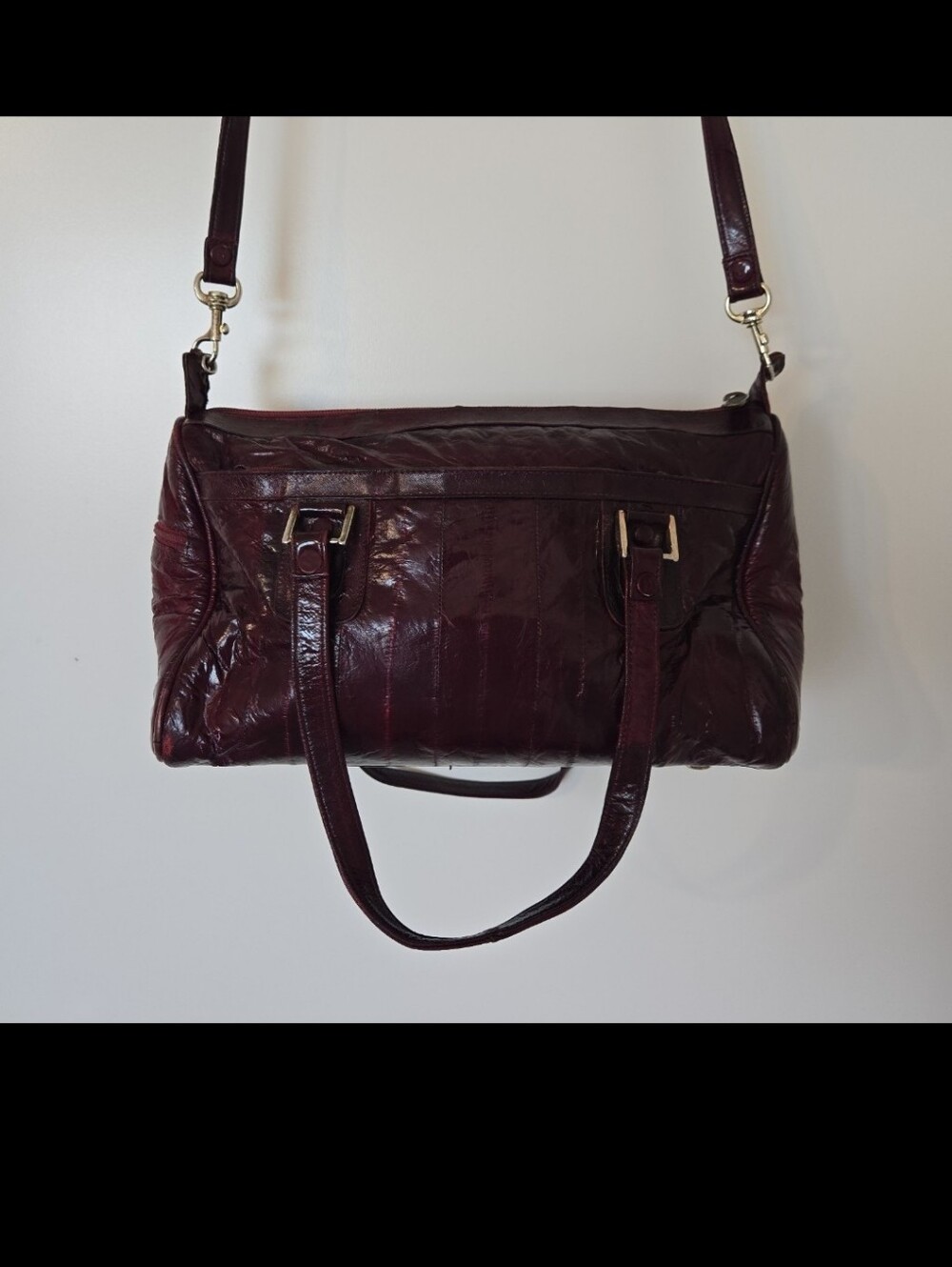 Sunco Eel Skin Burgundy Leather Shoulder Bag